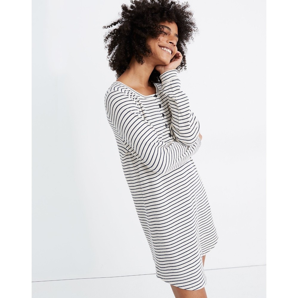 Madewell Waffle Knit Sleep Dress in Stripe